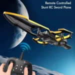 Flying Sword Remote Control Jet Airplane Toy with 2.4GHz Controller | Fighter Aircraft Model with Propellers, Rechargeable Battery, Landing Gear & Charger | Lightweight RC Plane for Kids & Beginners