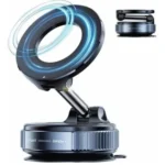 Upgraded 360° Vacuum Magnetic Car Phone Mount, Strong Suction Cup Phone Holder, Hands-Free Mobile Stand for Car Dashboard, Windshield, Gym, Mirror & Shower, Universal Compatible (Pro Black)