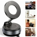 Upgraded 360° Vacuum Magnetic Car Phone Mount, Strong Suction Cup Phone Holder, Hands-Free Mobile Stand for Car Dashboard, Windshield, Gym, Mirror & Shower, Universal Compatible (Pro Black) - Image 3