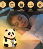 Night Lamp, Panda Lamp, Night Lamp for Kids, Panda Touch Silicone Lamp,7 Colour Changing Night Light for Kids Bedroom, USB Rechargeable with Gesture Control - Image 3