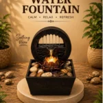 Tabletop Water Fountain with LED Light & Natural Pebbles Decorative Desktop Waterfall for Home, Office, Living Room