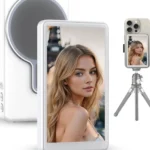 Selfie  Screen for Phone, Rear Camera for Selfie Vlog Live Stream, Magnetic Mount Wireless Connection with Remote Control Compatible with iPhone (White, 4 inch)