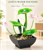 Water Fountain Metal Green Flowers Indoor, Lotus Leaf Waterfall Desk Fountain For Home Decor Office, Bedroom Decor item