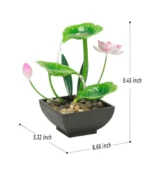 Water Fountain Metal Green Flowers Indoor, Lotus Leaf Waterfall Desk Fountain For Home Decor Office, Bedroom Decor item - Image 3