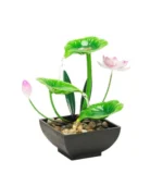 Water Fountain Metal Green Flowers Indoor, Lotus Leaf Waterfall Desk Fountain For Home Decor Office, Bedroom Decor item - Image 4